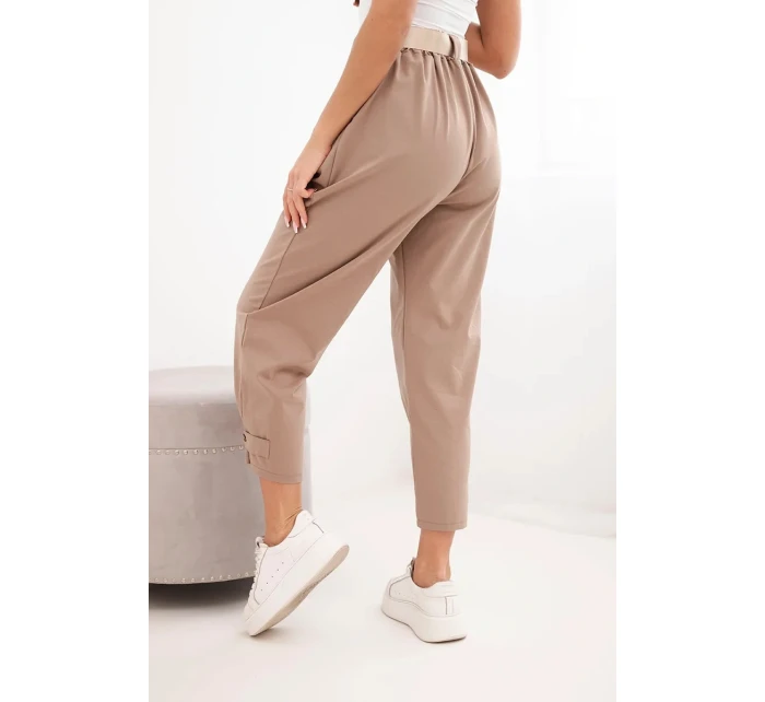 Letné nohavice Punto so zapínaním na nohaviciach camel