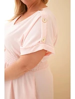 Dámské plus size šaty s model 22159131 pasem cukrově růžová - K-Fashion