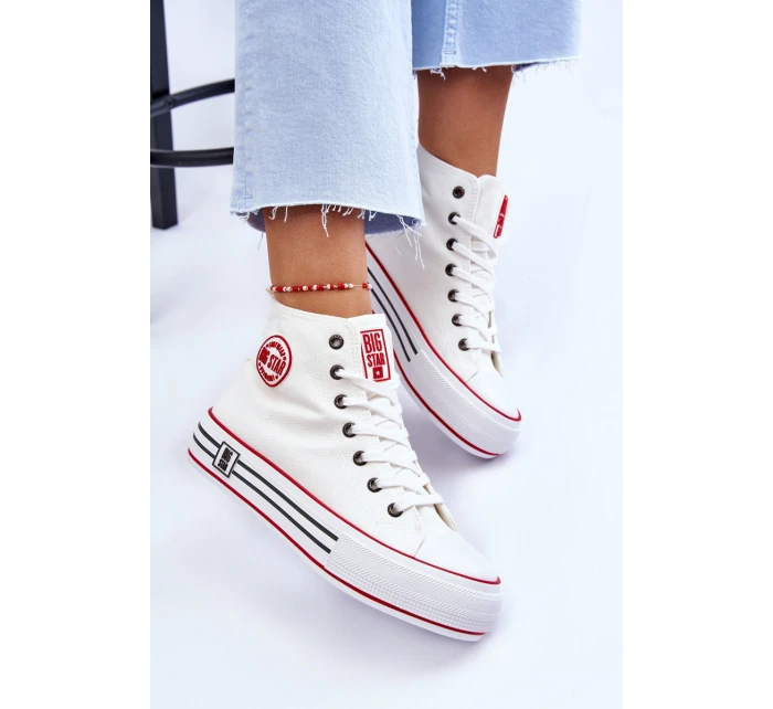 Dámské vysoké textilní tenisky na platformě Big Star model 21608464 Bílá - Big Star Shoes Dámské vysoké textilní tenisky na platformě Big Star model 21608464 Bílá - Big Star Shoes