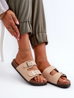 Klapki Damskie Z Klamrami Beżowe Oliena