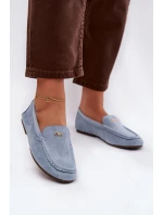 Dámské mokasiny s malým zlatým detailem modré Sarivelle