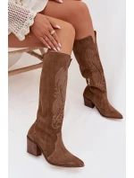 Semišové Kožené Na Podpatku  Béžové model 22031651 - Zazoo