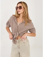 Koszula MI KS model 22102626 ciemny bezowy - FPrice Koszula MI KS model 22102626 ciemny bezowy - FPrice