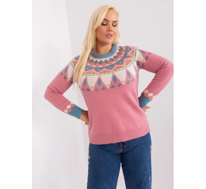 Sweter PM SW model 18909369 ciemny różowy - FPrice Sweter PM SW model 18909369 ciemny różowy - FPrice