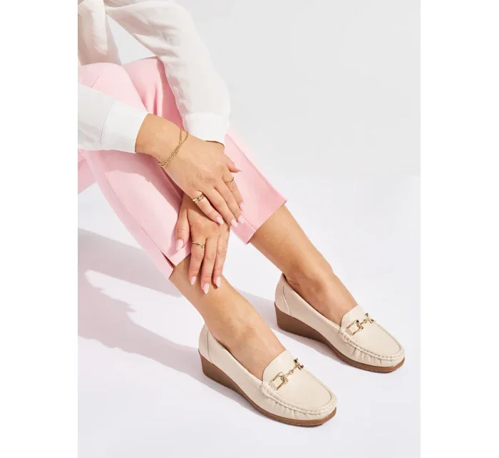 Designové mokasíny dámské hnědé na klínku Designové mokasíny dámské hnědé na klínku