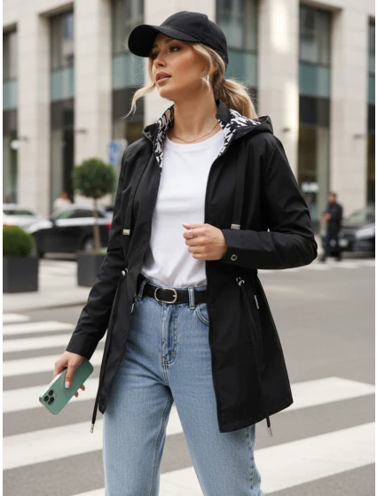 Kurtka damska parka z kapturem czarna model 22007636 - FashionStreet