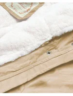 PARKA Z I KAPTUREM BEŻOWA model 21242109 - Libland