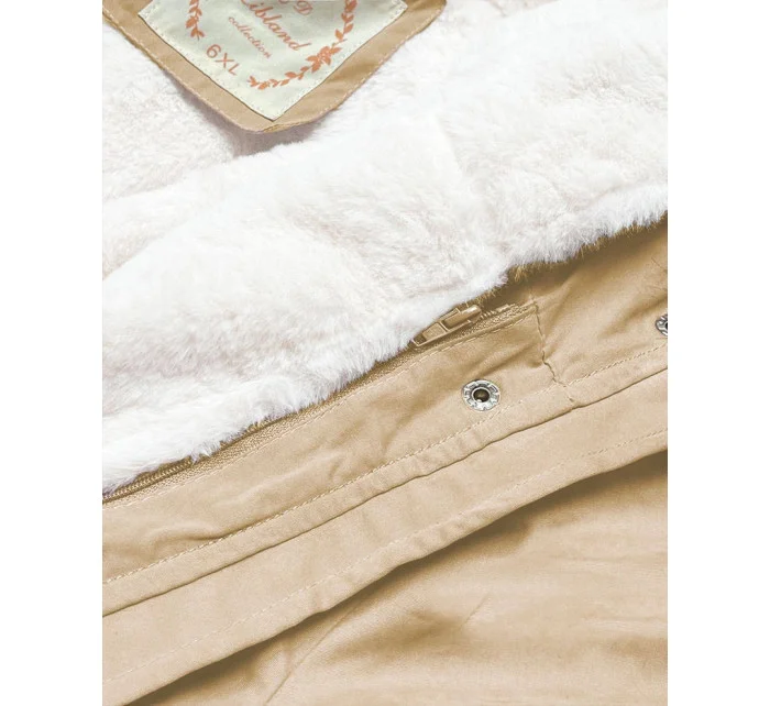 PARKA Z I KAPTUREM BEŻOWA model 21242109 - Libland