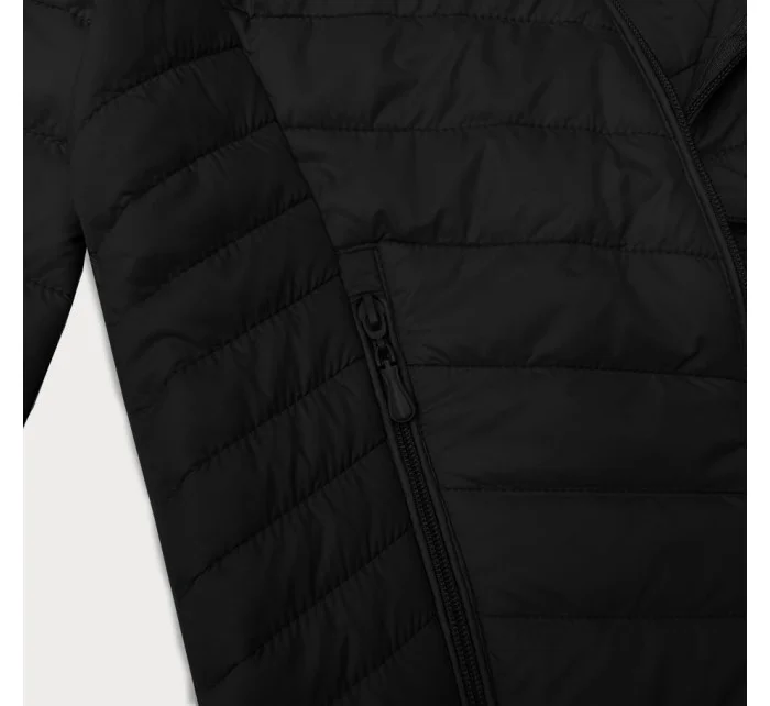 Ľahká čierna dámska bunda s odnímateľnou kapucňou J Style (16M9230-392)