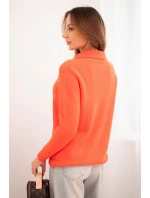 Dámský svetr z baby alpaky s límcem a výstřihem do V oranžový