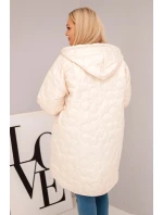 Dámska prešívaná bunda s kapucňou a nápisom HOPE v svetlej béžovej farbe Dámska prešívaná bunda s kapucňou a nápisom HOPE v svetlej béžovej farbe