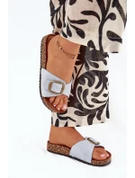 Dámske papuče s prackou na korkovej platforme - modré Zavira Dámske papuče s prackou na korkovej platforme - modré Zavira