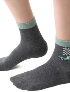 Chlapecké vzorované ponožky 014 MELANGE GREY 26-28