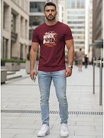 Pánske tričko VINTAGE CAR s potlačou FashionStreet bordová NX5082R