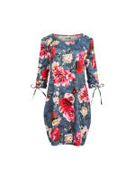 SOPHIE - Pohodlné dámske oversize šaty s kvetinovým vzorom na džínsovine 281-2