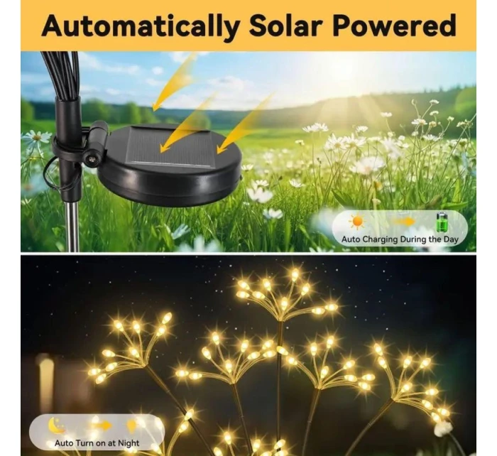 SOLÁRNE SVIETIDLO DÚCHADLO STROM OHŇOSTROJ 72CM 60 LED