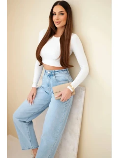 Dámske džínsy s vysokým pásom a voľnou nohou