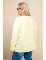 Dámská bavlněná blůza Plus Size s třásněmi žlutá
