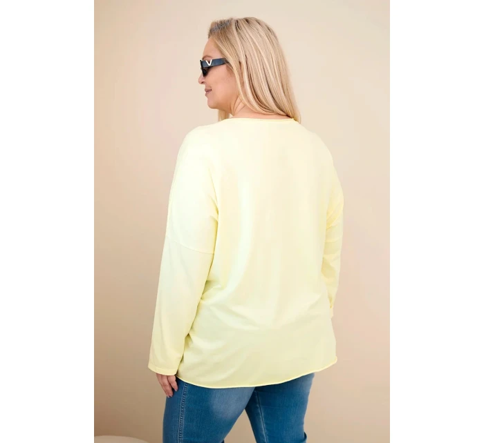 Dámská bavlněná blůza Plus Size s třásněmi žlutá