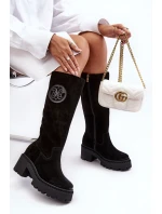 Damskie Zamszowe Kozaki Przed Kolano Czarne Lewski 3367 Damskie Zamszowe Kozaki Przed Kolano Czarne Lewski 3367
