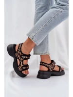 Eko Kožené Lehké Sandály Na Platformě Panther Hnědé