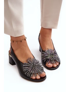 Kožené sandále so zdobením Laura Messi 2719 Black