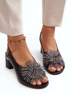 Kožené sandále so zdobením Laura Messi 2719 Black