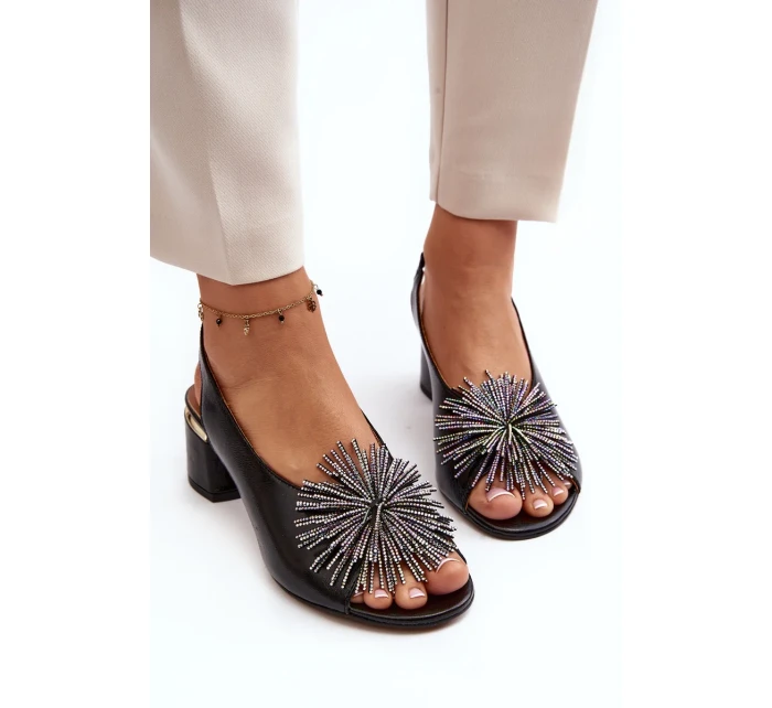 Kožené sandále so zdobením Laura Messi 2719 Black Kožené sandále so zdobením Laura Messi 2719 Black