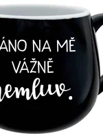 RÁNO NA MĚ VÁŽNĚ NEMLUV. - černý keramický hrníček 300 ml