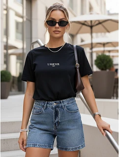 Dámske oversize tričko s výšivkou PARISSTEN čierne FashionStreet RY2885