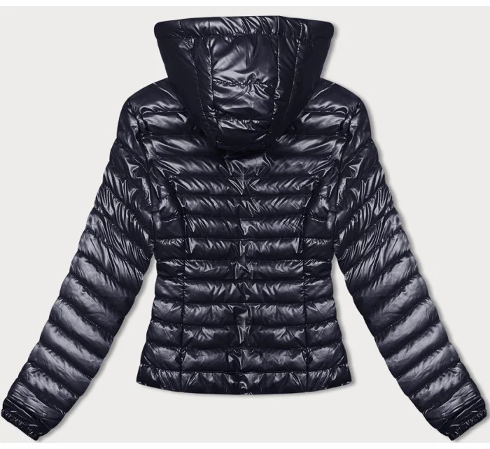 Tmavomodrá dámska prešívaná bunda s kapucňou (16M9106-215)