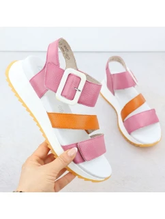 Dámské kožené sandály růžové model 21904842 - Rieker