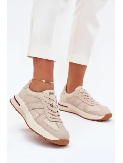 Skórzane Damskie Buty Sportowe Sneakersy Daniel Lopez Just Dare SS2D4043 Beżowe