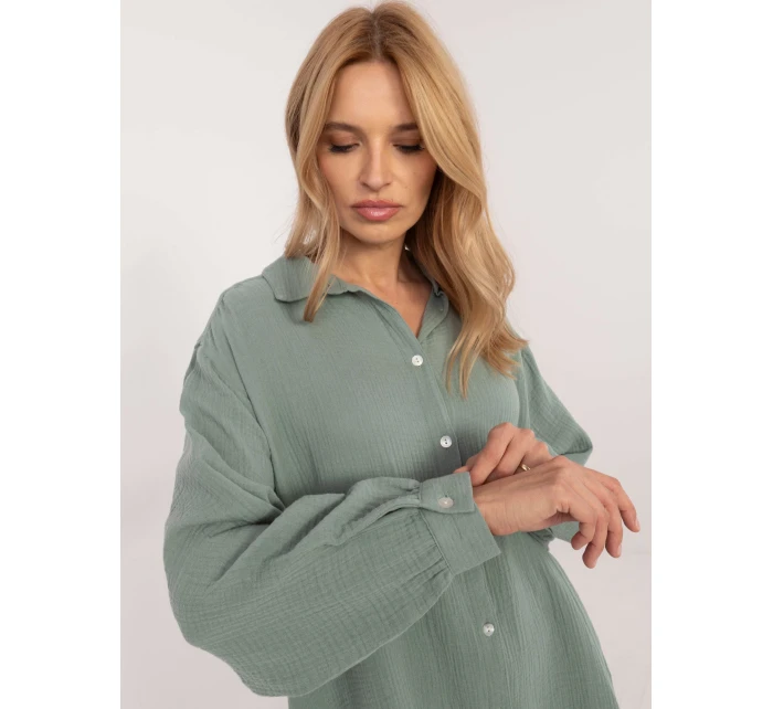 Košeľa D70032M11066D3 pistáciová