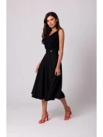 B265 Sukňa s vysokým pásom - čierna