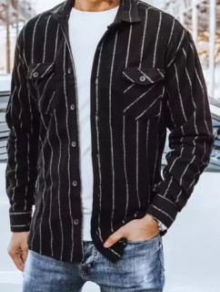 Čierna pánska pruhovaná flanelová košeľa Dstreet DX2241