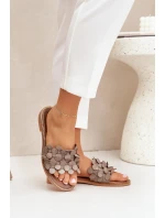 Dámské pantofle na plochém podpatku model 22014107 Taupe Zazoo - ZOiO Dámské pantofle na plochém podpatku model 22014107 Taupe Zazoo - ZOiO