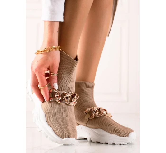 Trendy hnedé dámske tenisky bez podpätku