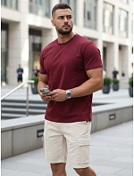 Pánske klasické bordové tričko FashionStreet RX5677