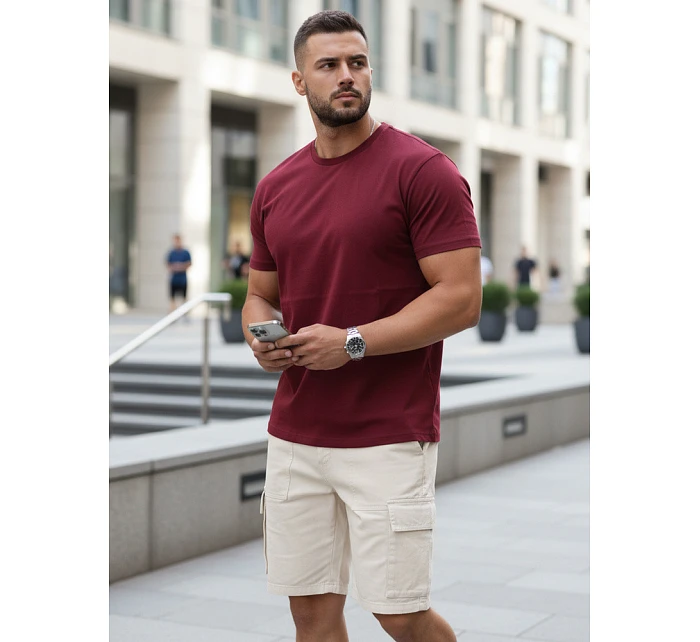 Pánske klasické bordové tričko FashionStreet RX5677