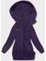 Fialová volná dlouhá dámská mikina se stahovacími lemy model 18875892 - LHD Fialová volná dlouhá dámská mikina se stahovacími lemy model 18875892 - LHD