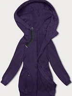 Dámska dlhá voľná mikina s rebrovanými manžetami fialová (AMG-332A)