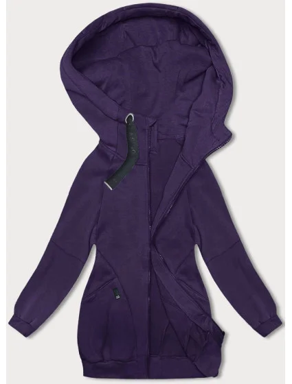 Fialová volná dlouhá dámská mikina se stahovacími lemy model 18875892 - LHD Fialová volná dlouhá dámská mikina se stahovacími lemy model 18875892 - LHD