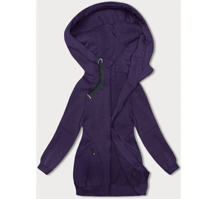 Fialová volná dlouhá dámská mikina se stahovacími lemy model 18875892 - LHD Fialová volná dlouhá dámská mikina se stahovacími lemy model 18875892 - LHD