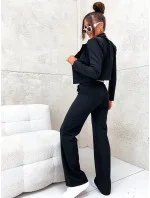 Krátka bunda + široké nohavice čierna (8263)