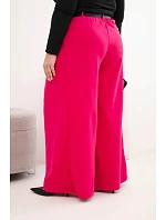 Dámske Plus veľkosť široké nohavice s opaskom Fuchsia