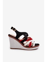 Sandały Na Koturnie Z Paseczkami Czarne Ellen