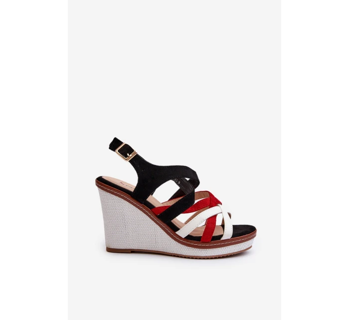 Sandały Na Koturnie Z Paseczkami Czarne Ellen