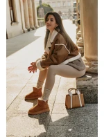 Kožené Semišové Sněhule S Kožešinou model 21676512 Camel - VINCEZA