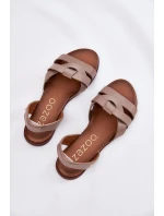 Zazoo 40185 Wygodne Skórzane Wsuwane Sandały Ciemnobeżowe